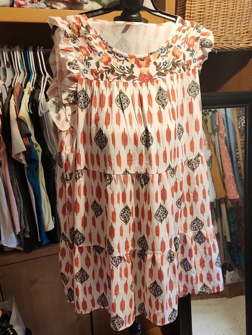 Ruffle Sleeve Midi Dress